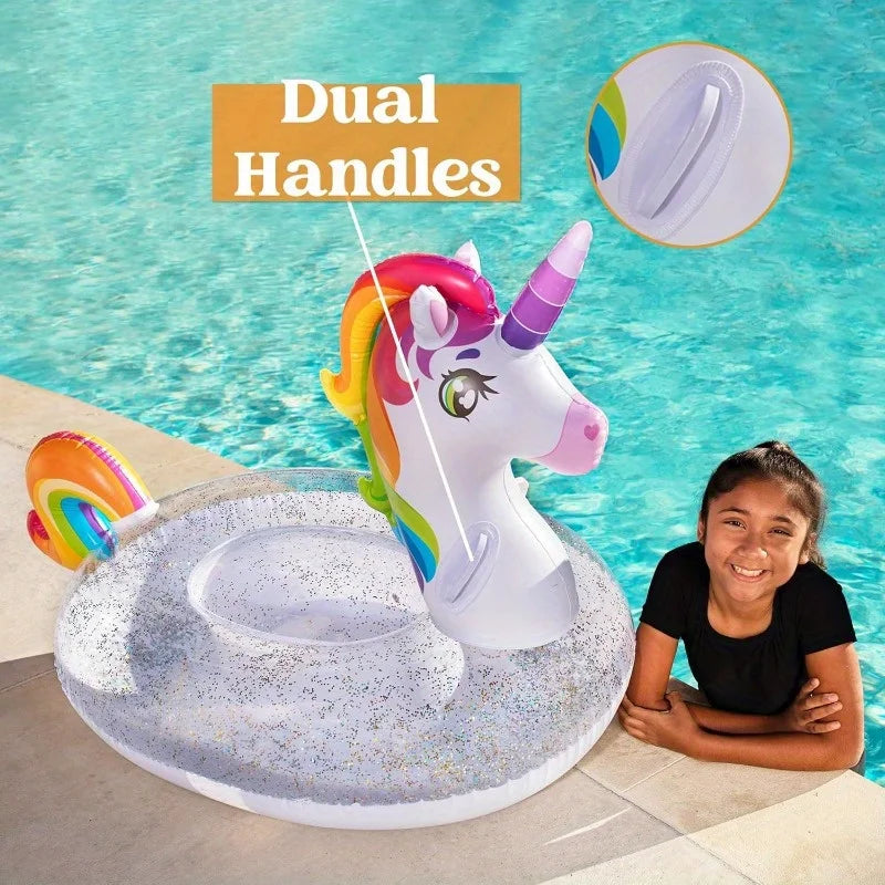 Joyyf Inflatable Unicorn Pool Float With Sparkling Glitter Details
