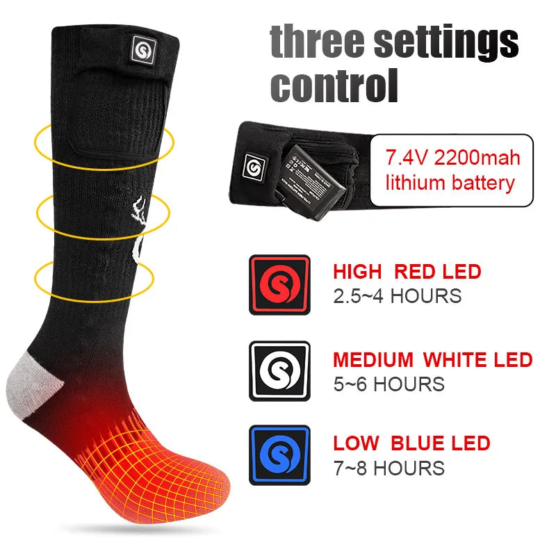 SNOW DEER Rechargeable Electric Heated Socks for Winter Sports