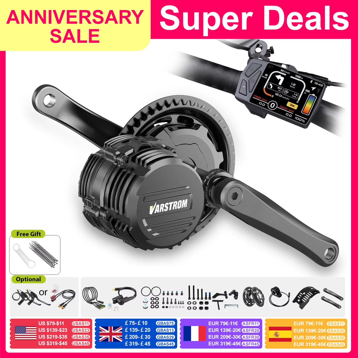 Varstrom Mid Drive Torque Sensor Electric Bike Conversion Kit