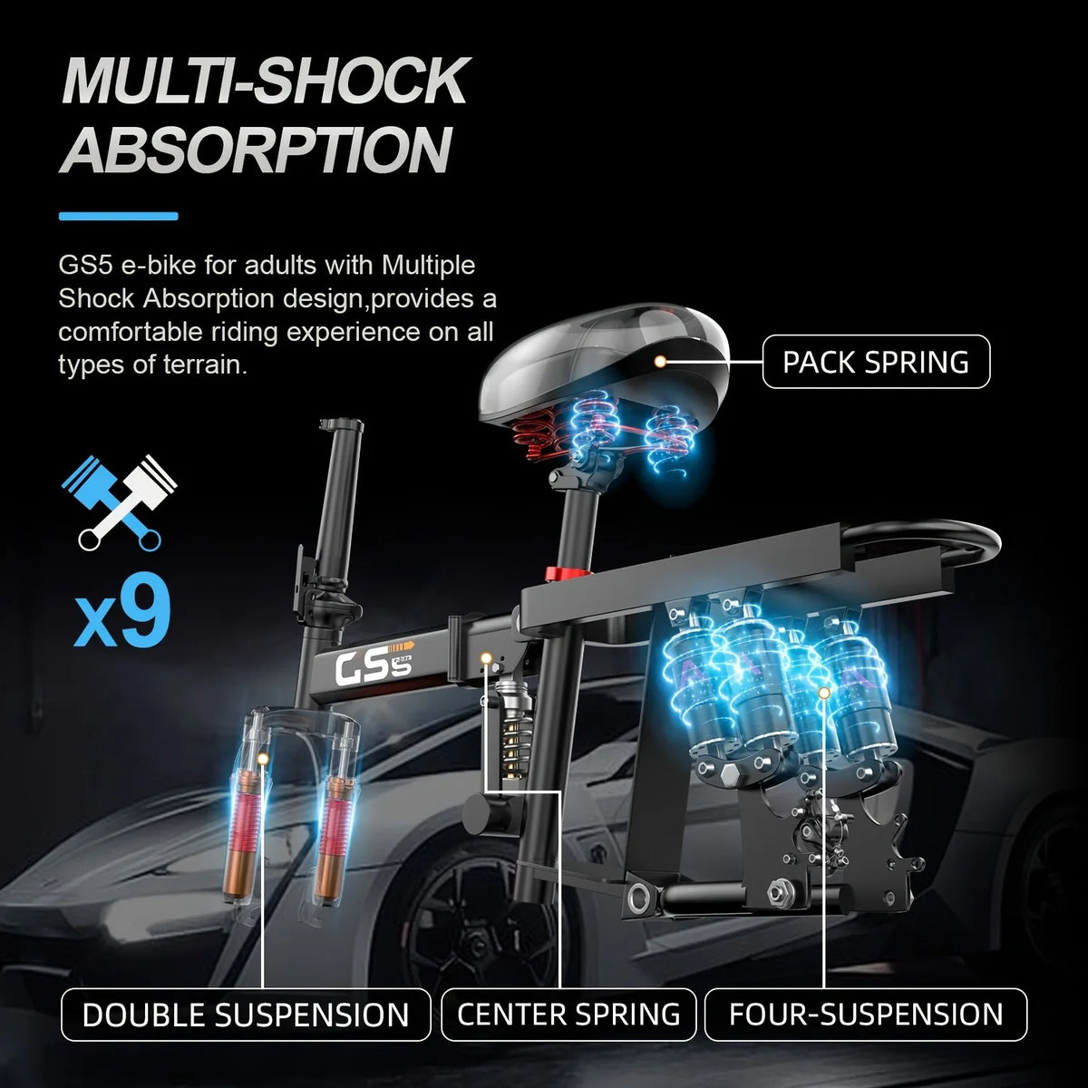 UPlee GS5 500W Peak Folding Electric Bike With Removable Battery