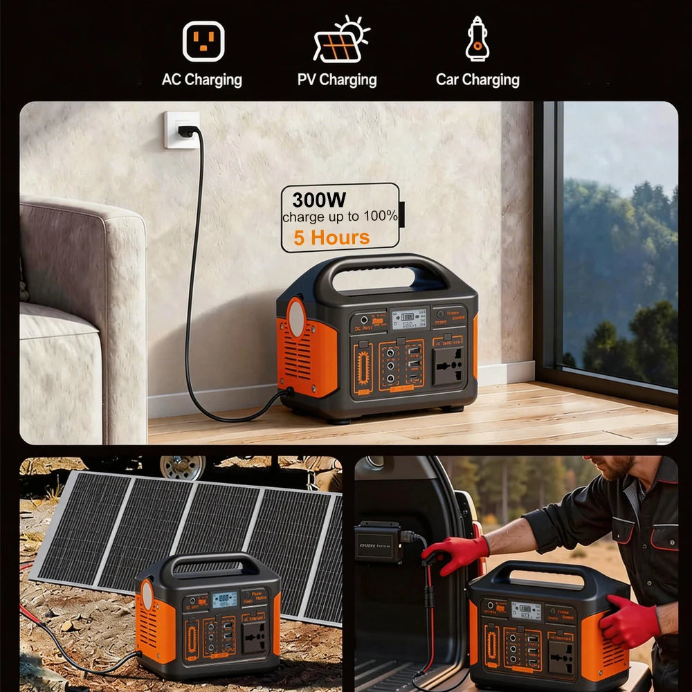 GaiaRay Portable LiFePO4 Power Station With Solar Charging for Camping