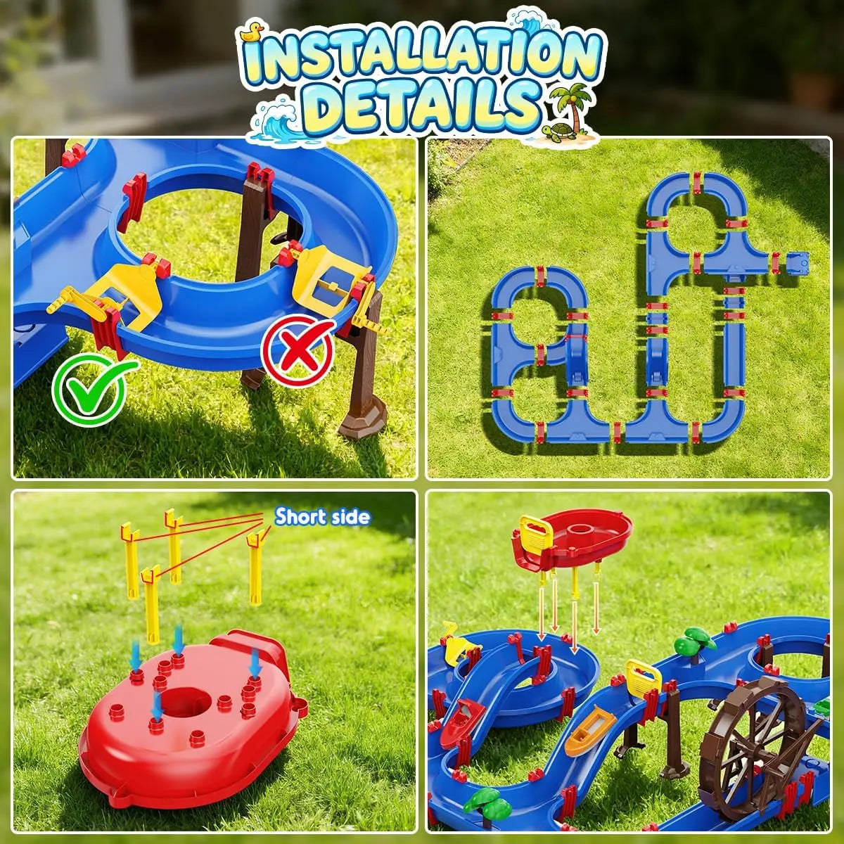 VATOS Outdoor Waterwheel Truck Water Channel Playset for Kids