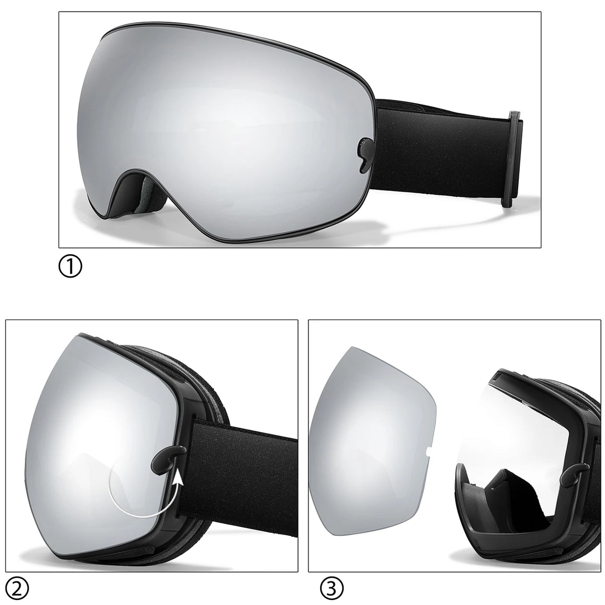 Winter Ski Goggles With Optical Insert And UV400 AntiFog Protection