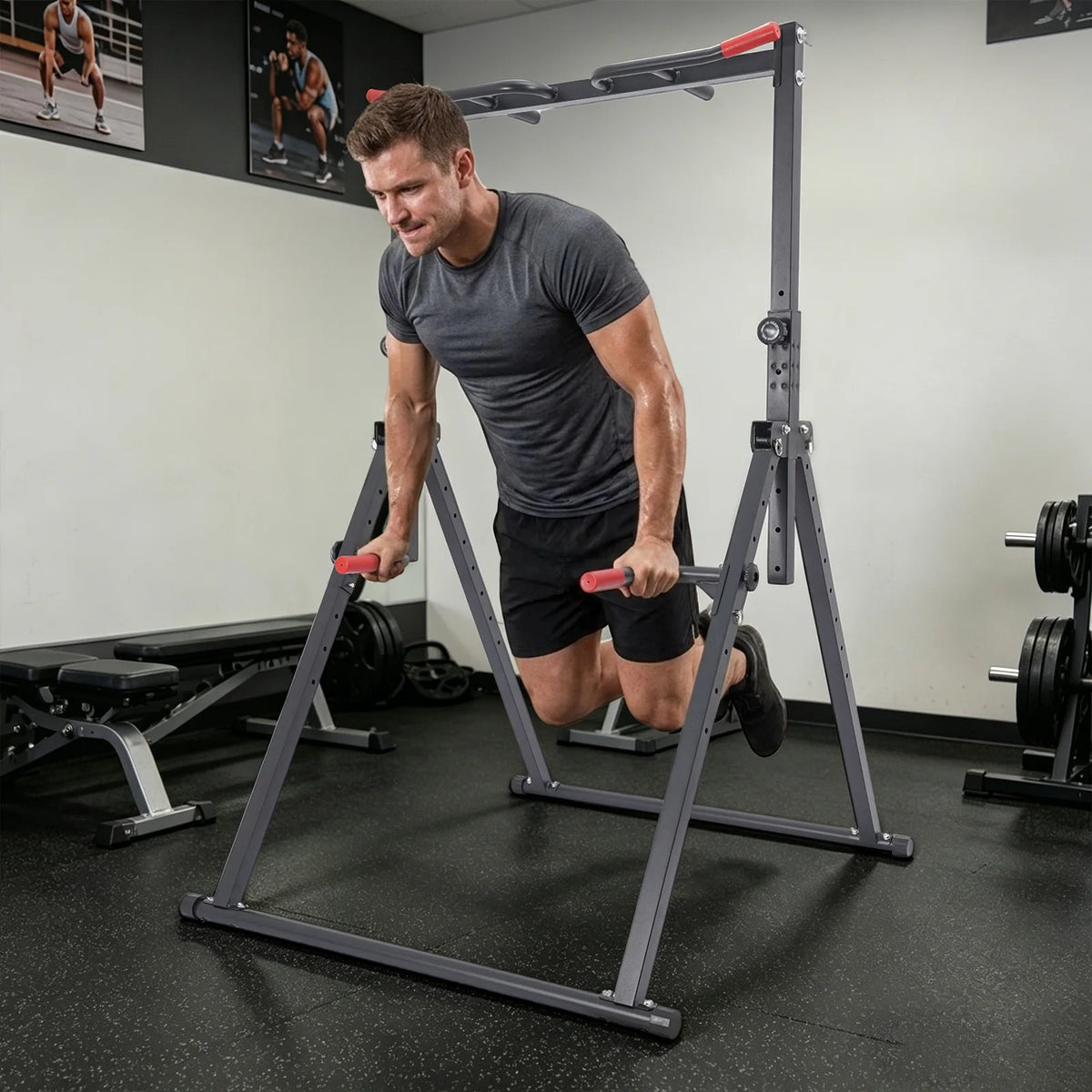 Adjustable Foldable Pull Up Station With Sturdy Horizontal Bar
