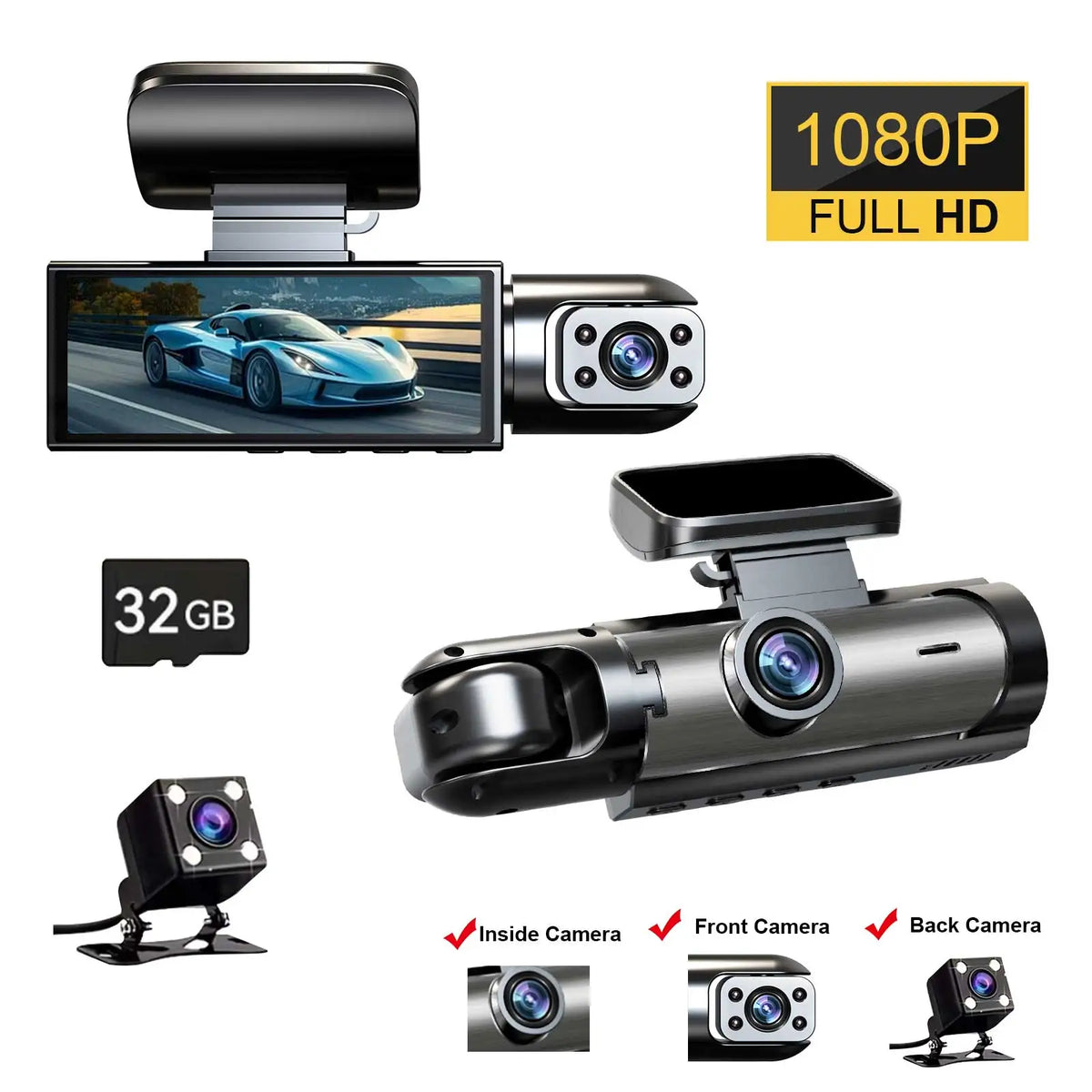 Standard Car Dashcam With Night Vision And Parking Monitor