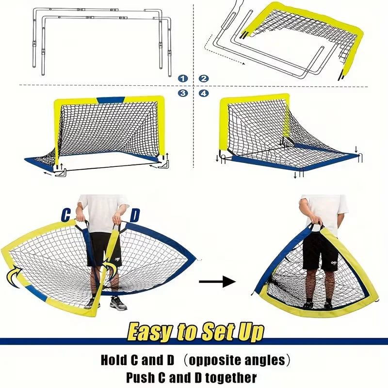 Portable Pop Up Soccer Goals Two Pack For Yard Training