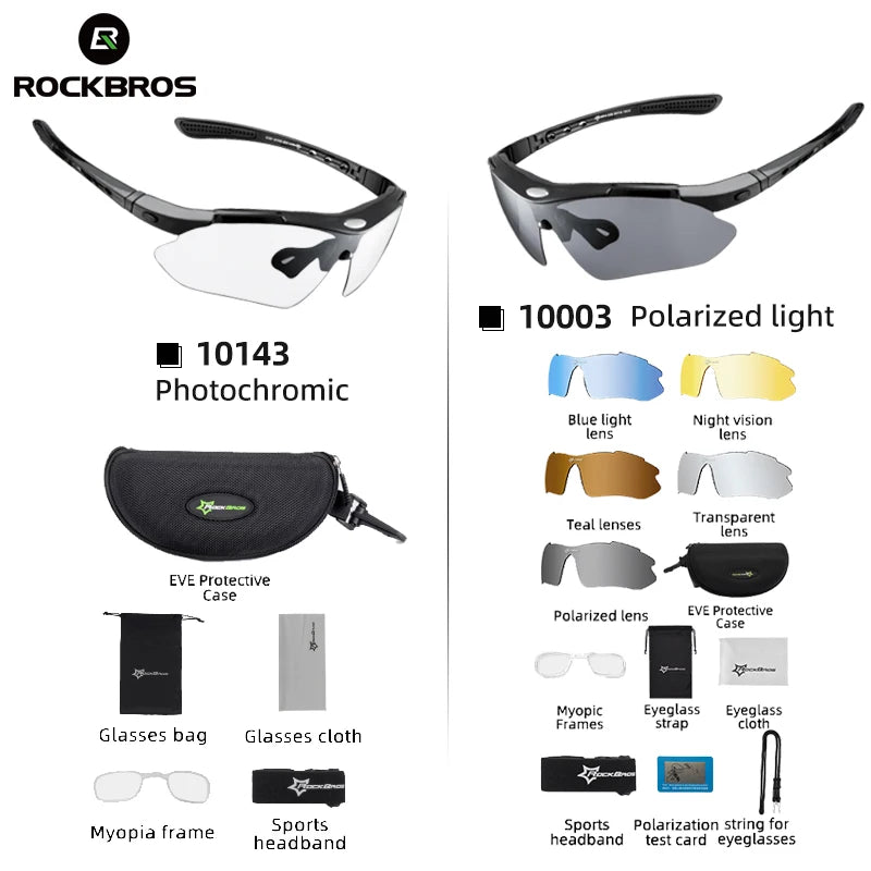 ROCKBROS Photochromic Cycling Glasses for Mountain Biking UV400 Protection