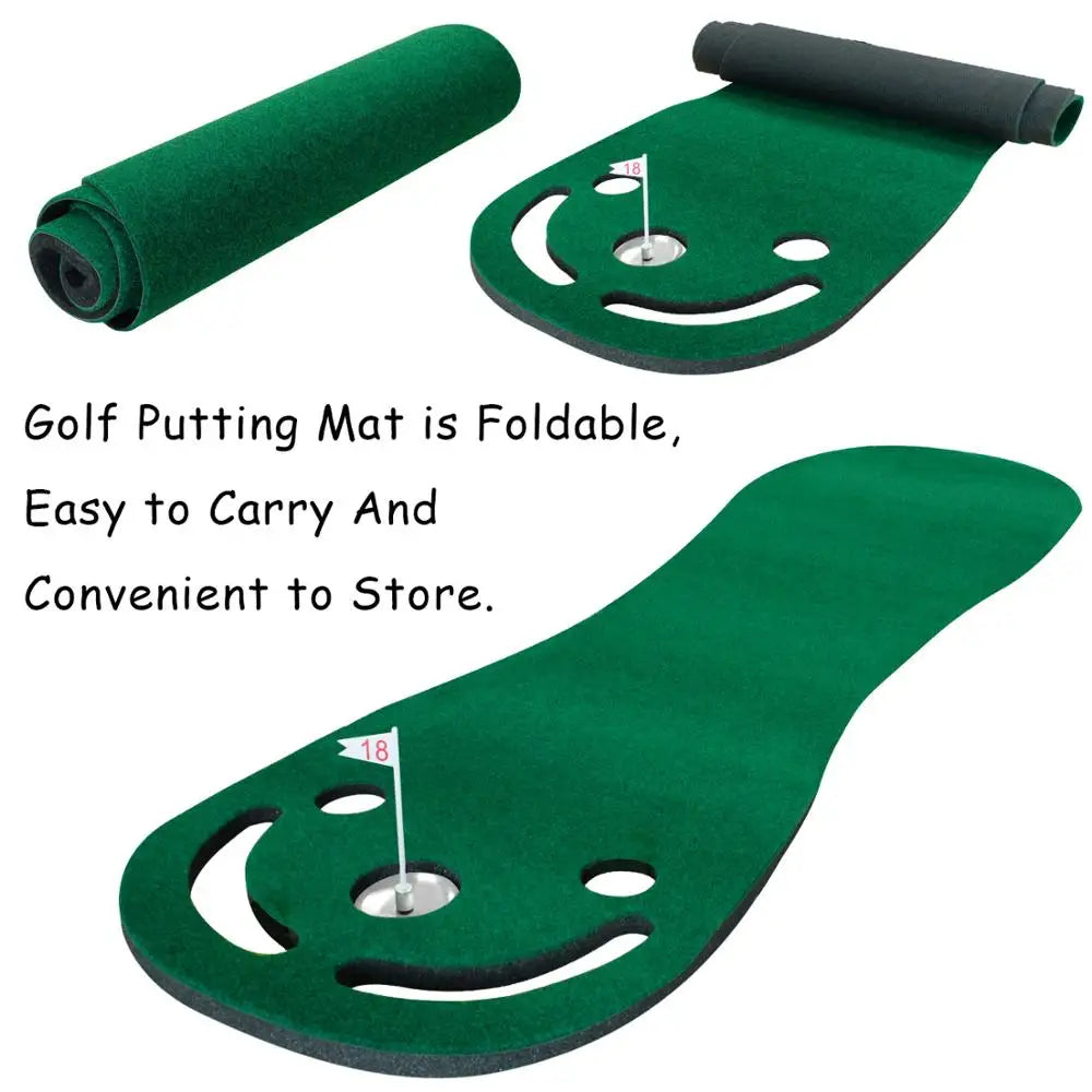 Crestgolf Putting Green Mat With Putter And 3 Balls Set