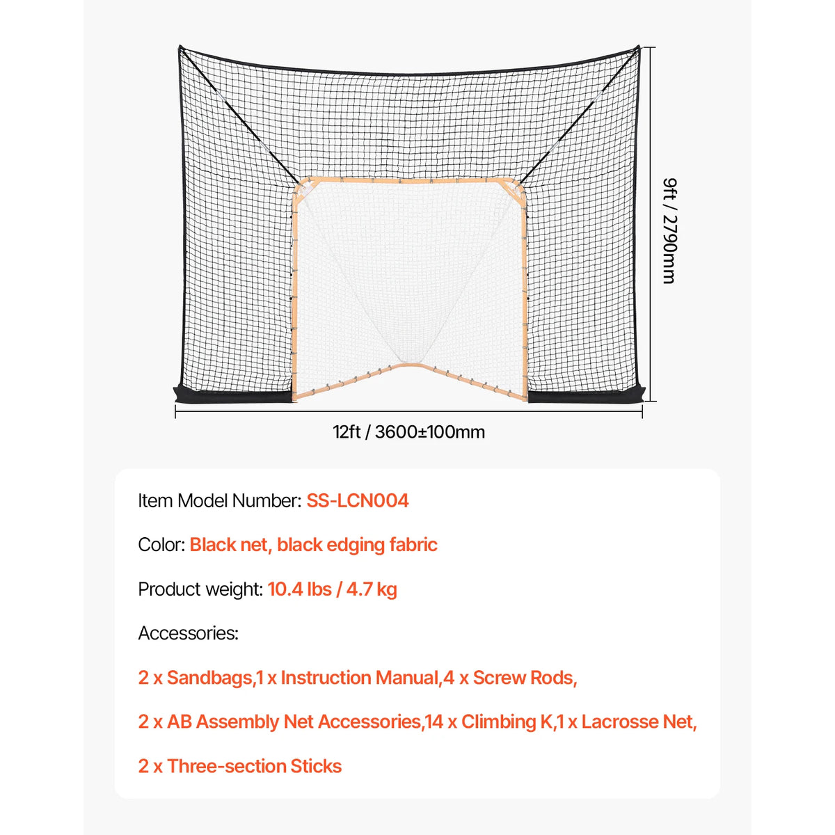SucceBuy Lacrosse Goal Backstop Net With Extended Coverage