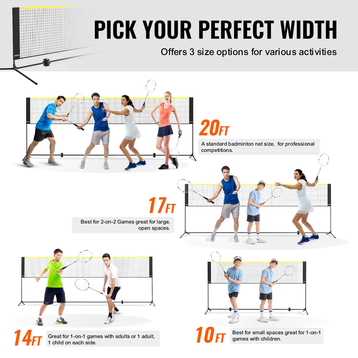 SucceBuy Adjustable Multi Sport Net Set for Badminton Volleyball Tennis