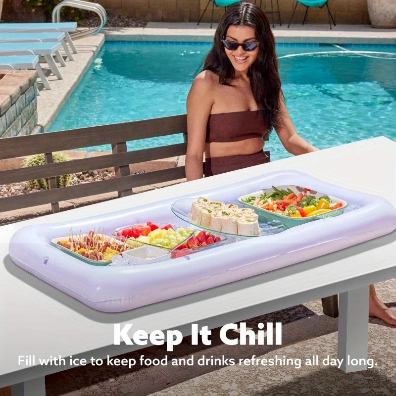 Inflatable Serving Bar Tray Set With Drain Plug For Picnics
