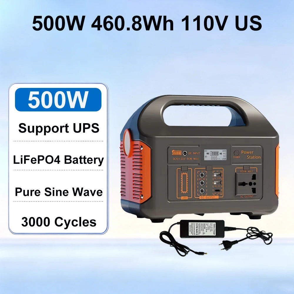 GaiaRay Portable LiFePO4 Power Station With Solar Charging for Camping