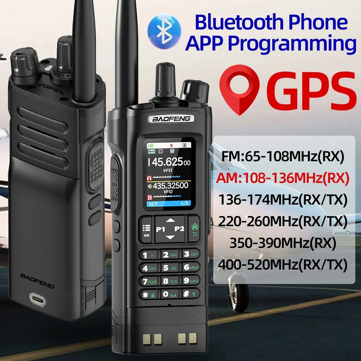 BAOFENG UV-32 GPS Bluetooth AM FM Walkie Talkie Radio