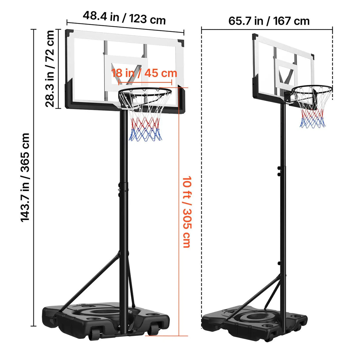 Oeny Portable Height Adjustable Basketball Hoop Stand