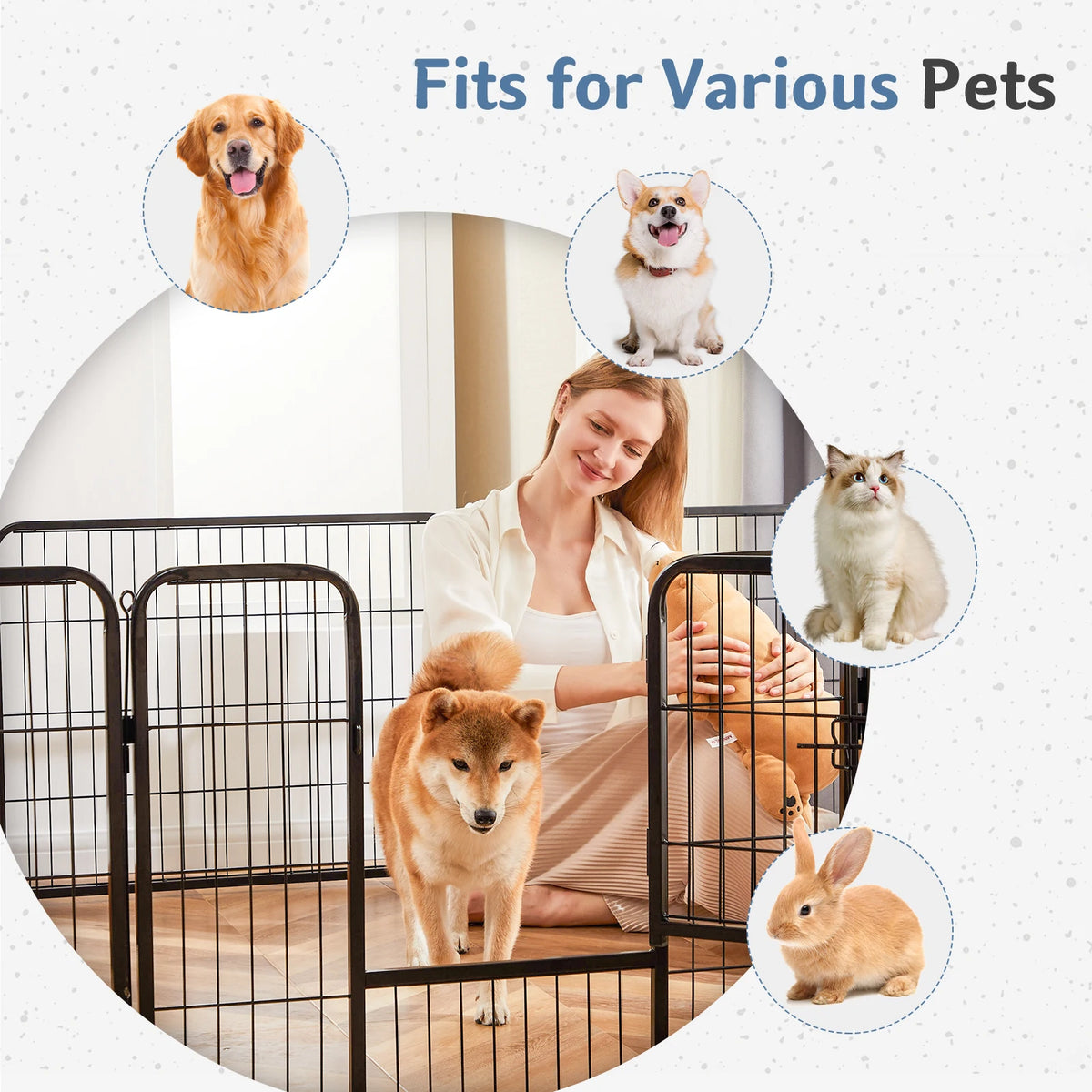 JHK Metal Foldable Dog Playpen Fence for Indoor Outdoor Exercise