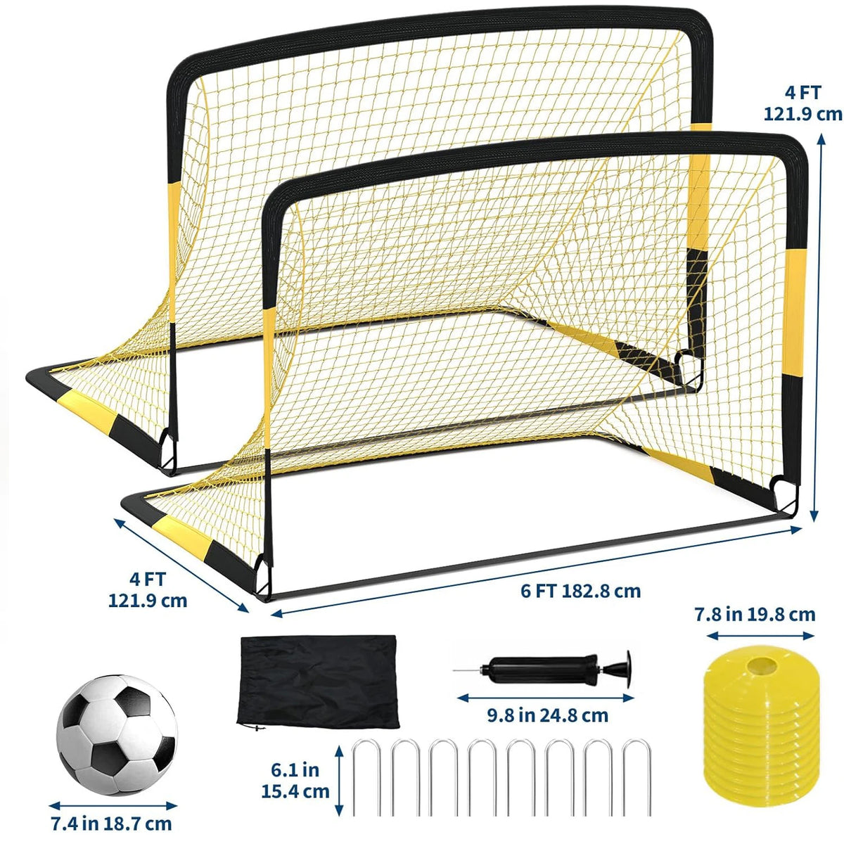 Portable Heavy Duty Soccer Goal Net With Collapsible Metal Frame