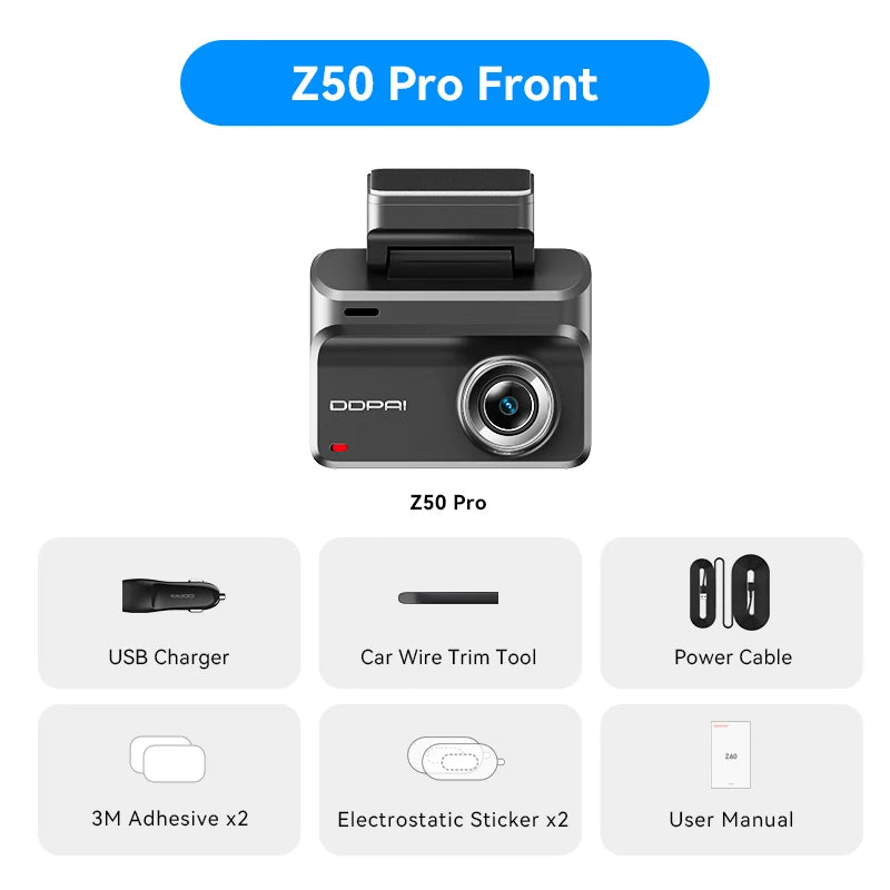 DDpai Z50 Pro 4K Front Rear Dash Camera With WiFi