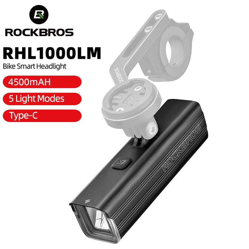 ROCKBROS Rechargeable Aluminum Bicycle Headlight for Road and MTB