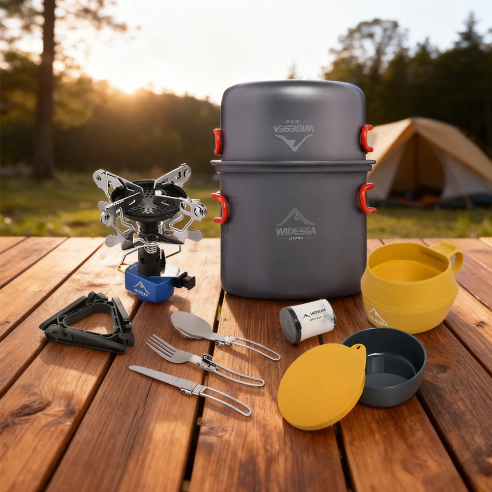 Widesea Portable Camping Stove And Cookware Set With Ignition
