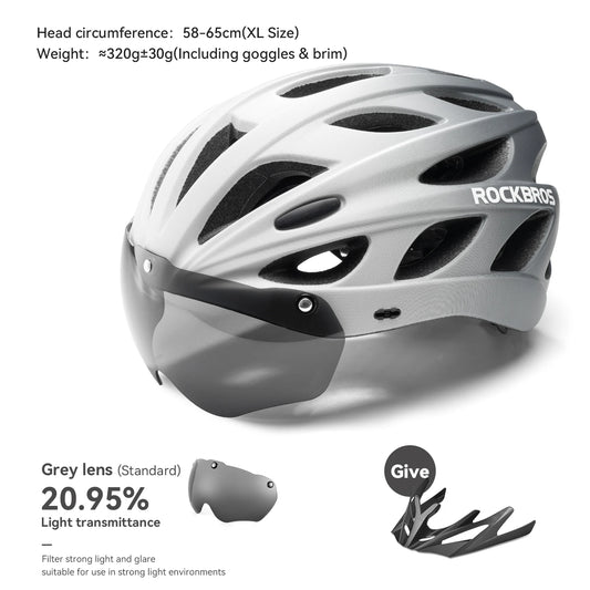 ROCKBROS Lightweight Cycling Helmet With Integrated Goggles For Adults