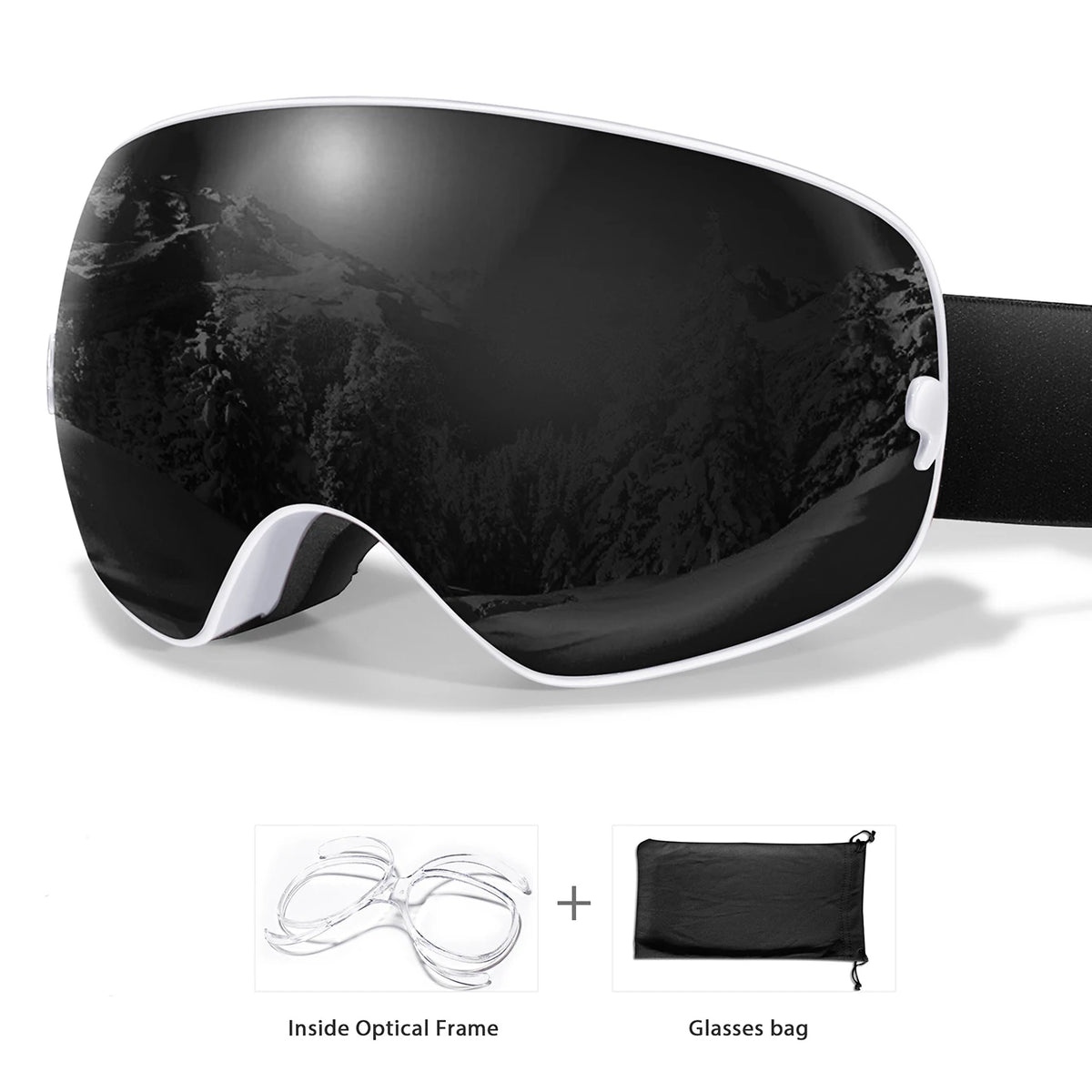 Winter Ski Goggles With Optical Insert And UV400 AntiFog Protection