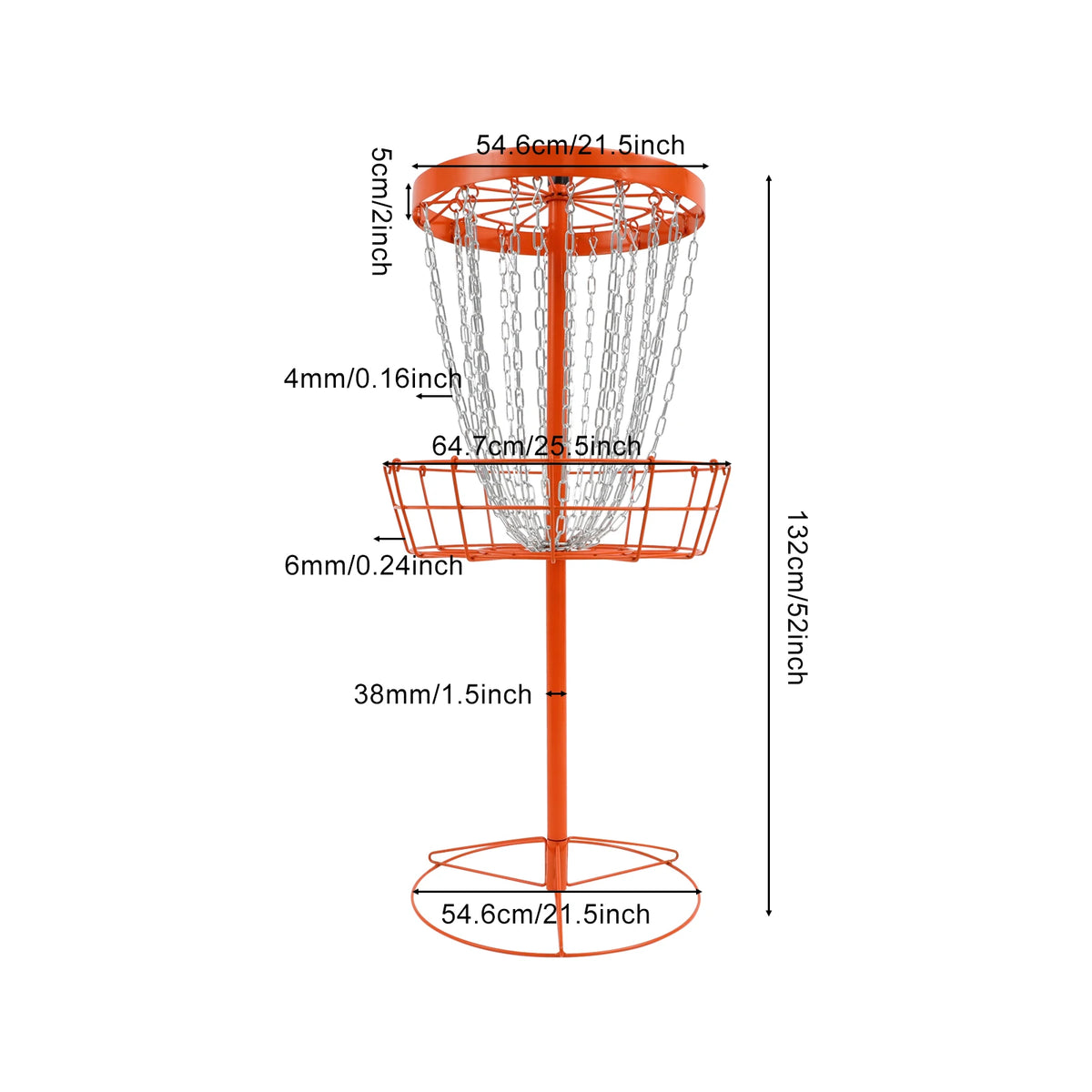 Portable Disc Golf Basket 24 Chains Iron Outdoor Practice Target