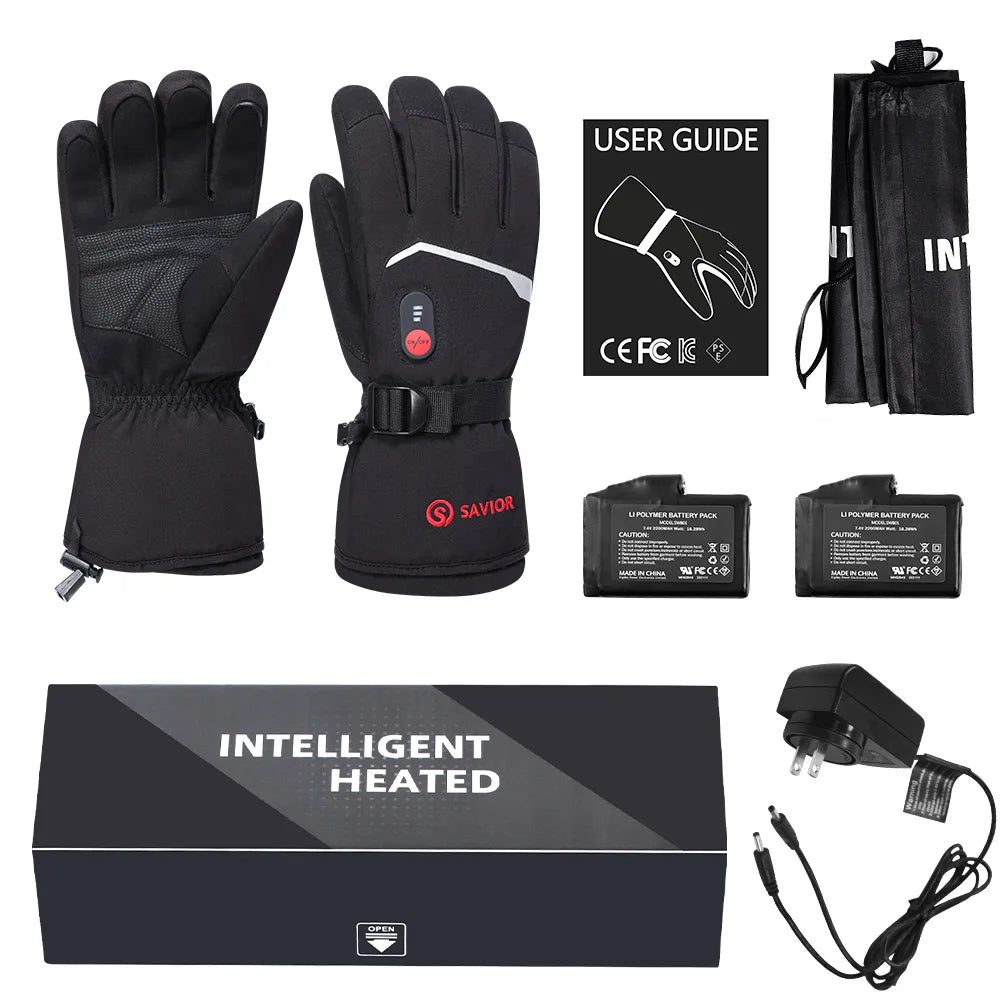 Savior Waterproof Rechargeable Heated Gloves for Skiing and Hiking