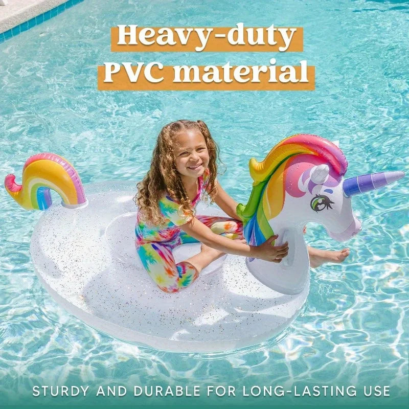 Joyyf Inflatable Unicorn Pool Float With Sparkling Glitter Details