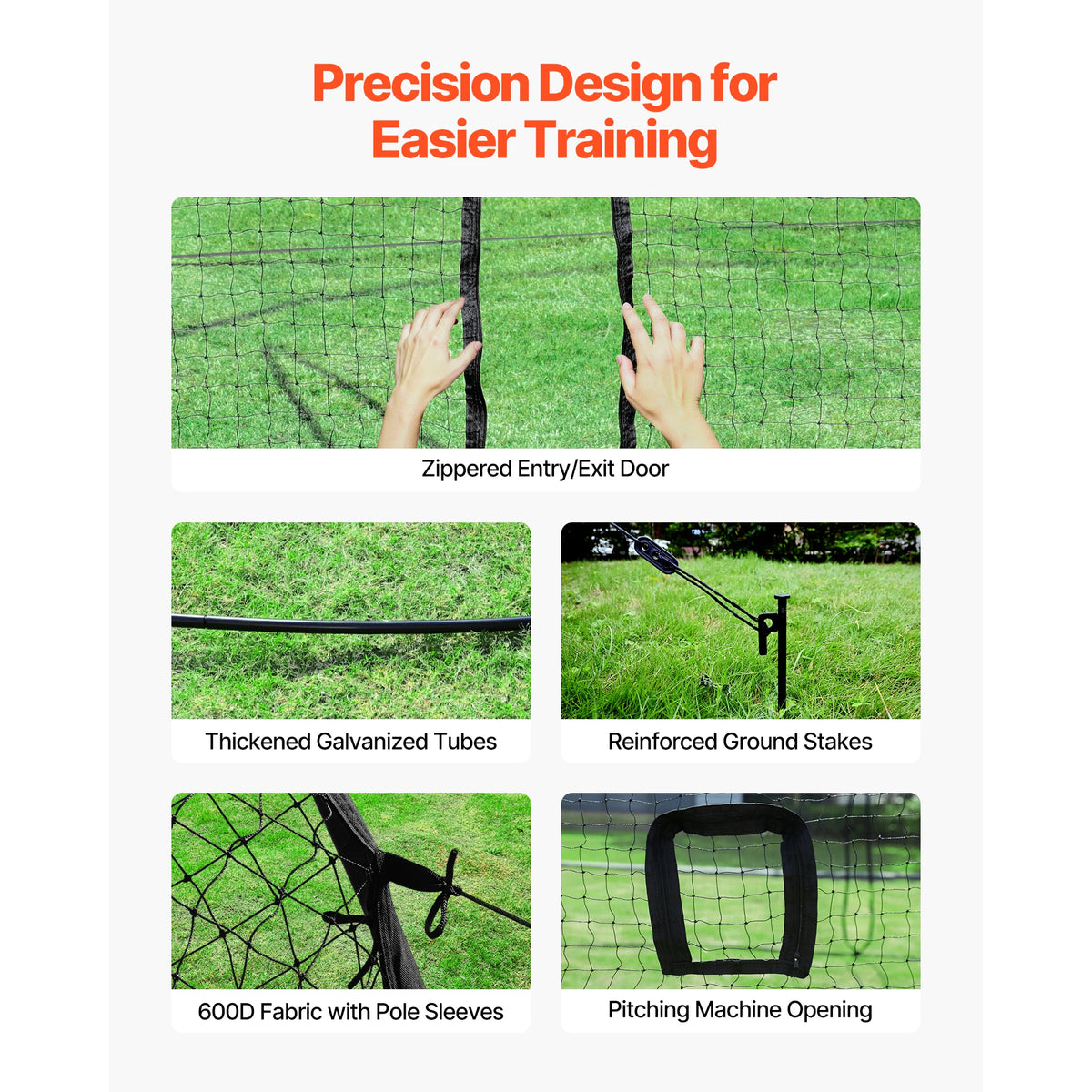 SucceBuy Baseball Batting Cage With Pitching Machine Opening for Training