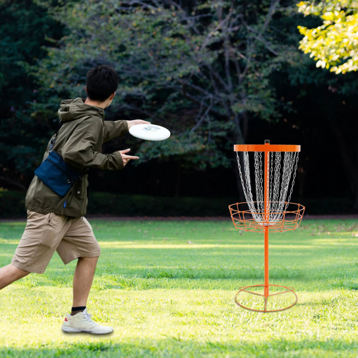 Portable Disc Golf Basket 24 Chains Iron Outdoor Practice Target