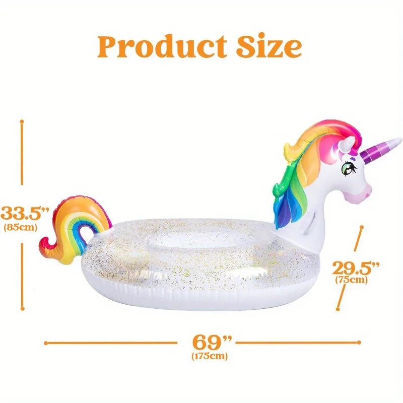Joyyf Inflatable Unicorn Pool Float With Sparkling Glitter Details