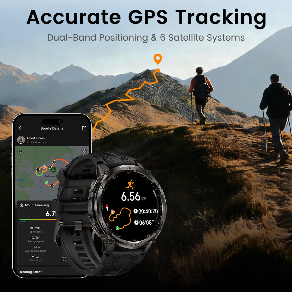 KOSPET Tank T4C Rugged GPS Smartwatch With Flashlight