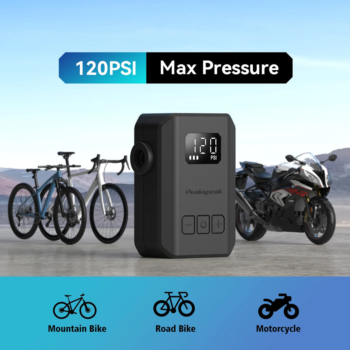 Peakspeak Electric Cordless Bike Tire Inflator With LED Display