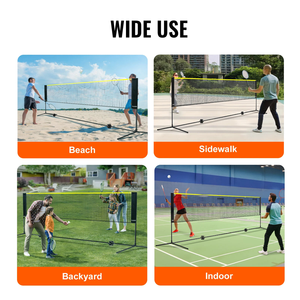 SucceBuy Adjustable Multi Sport Net Set for Badminton Volleyball Tennis