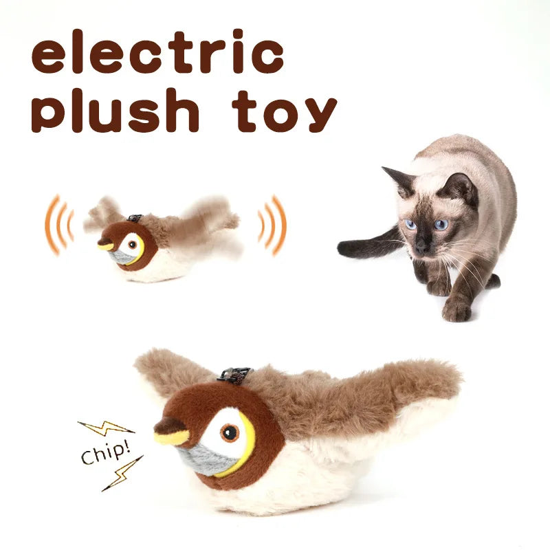 Interactive Touch Activated Chirping Plush Bird Cat And Dog Toy
