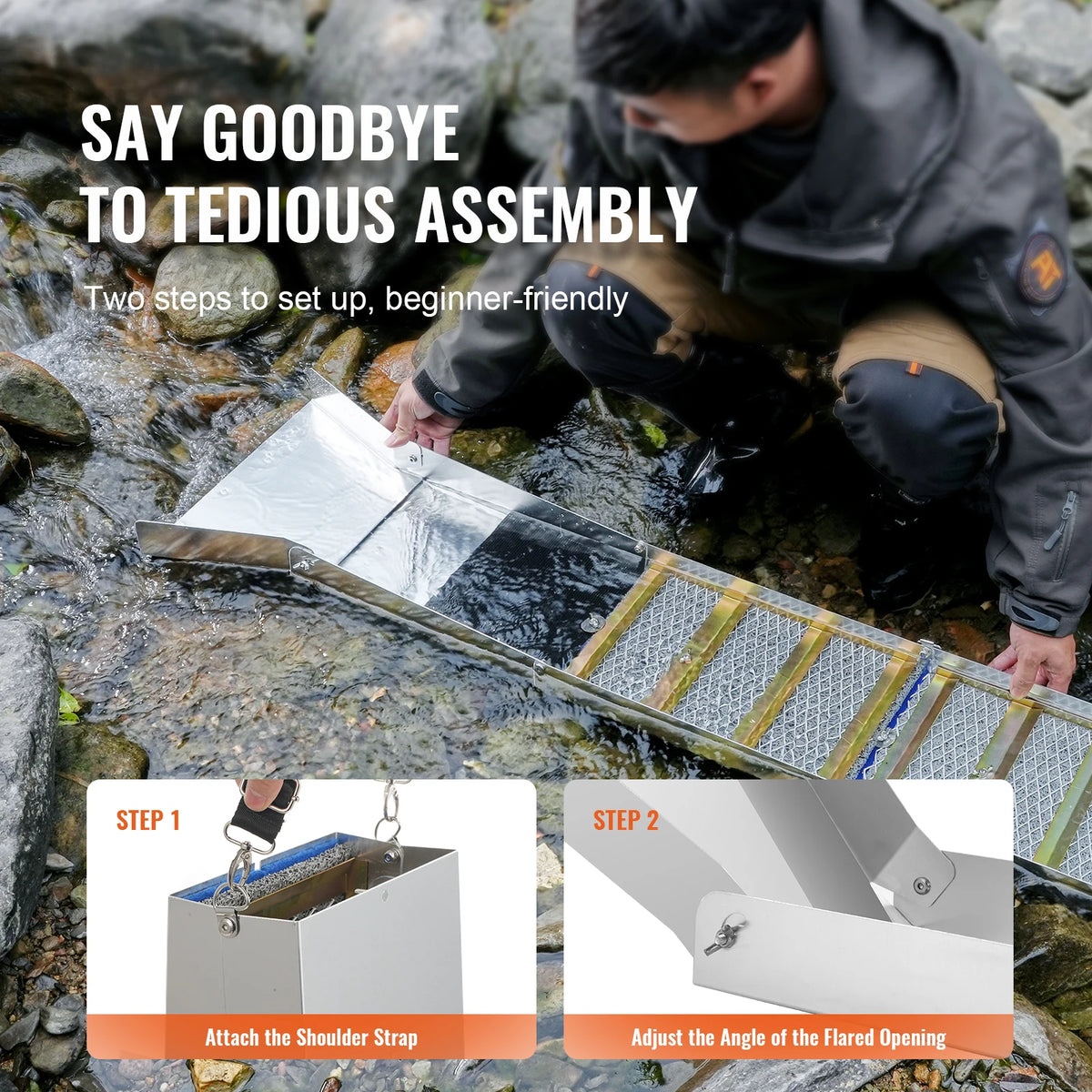 SucceBuy Complete Gold Panning Sluice Box Prospecting Kit