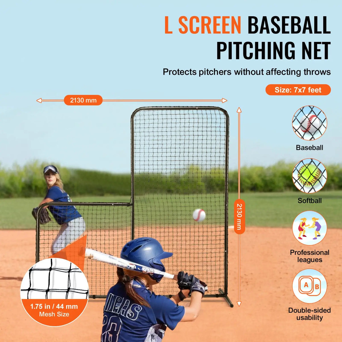 Portable Baseball Softball Batting Safety Screen With Carry Bag