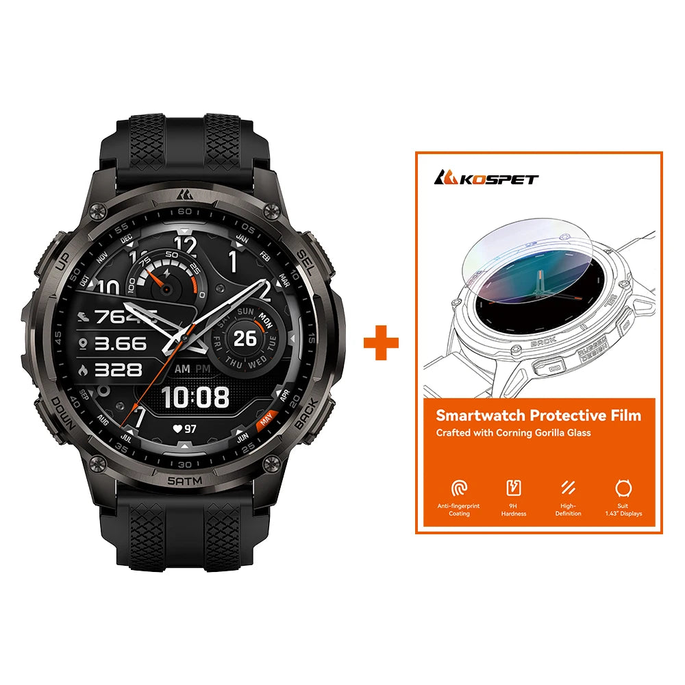 KOSPET Tank T4C Rugged GPS Smartwatch With Flashlight