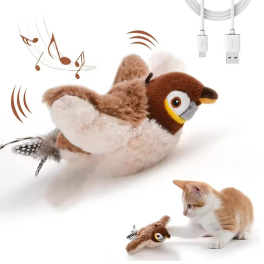 Interactive Touch Activated Chirping Plush Bird Cat And Dog Toy