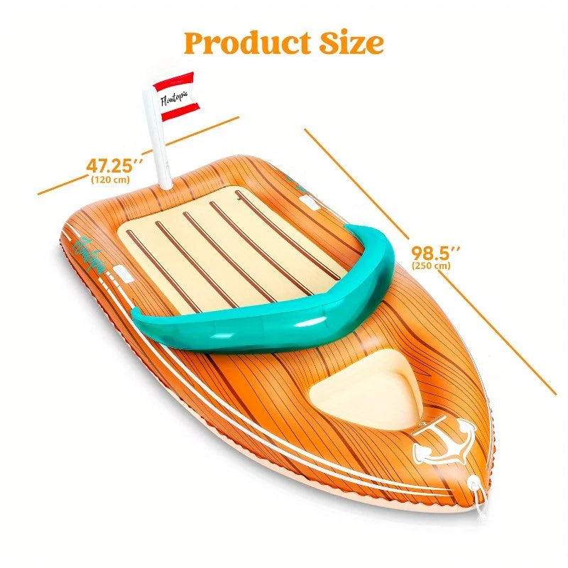 JOYFY Giant Inflatable Boat Pool Float With Cooler For Parties