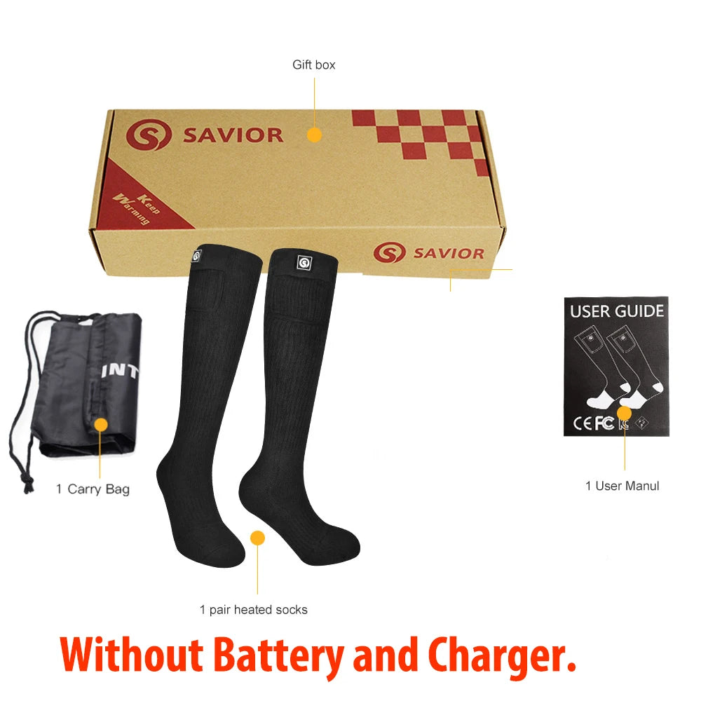 Savior Rechargeable Heated Thermal Socks for Outdoor Winter Activities