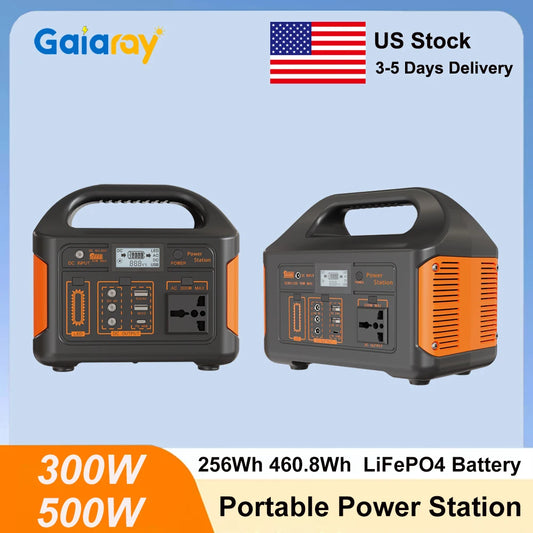 GaiaRay Portable LiFePO4 Power Station With Solar Charging for Camping