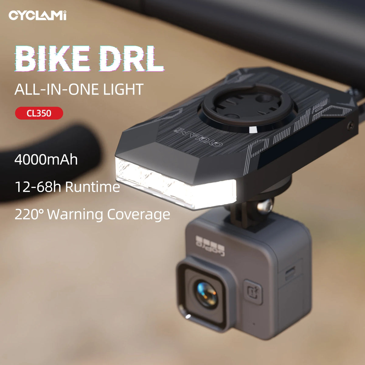 CYCLAMI CL350 Rechargeable Bike Headlight for GPS Cycling Safety