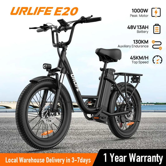 URLIFE 750W Electric Fat Tire Bike With Removable Battery 7-Speed