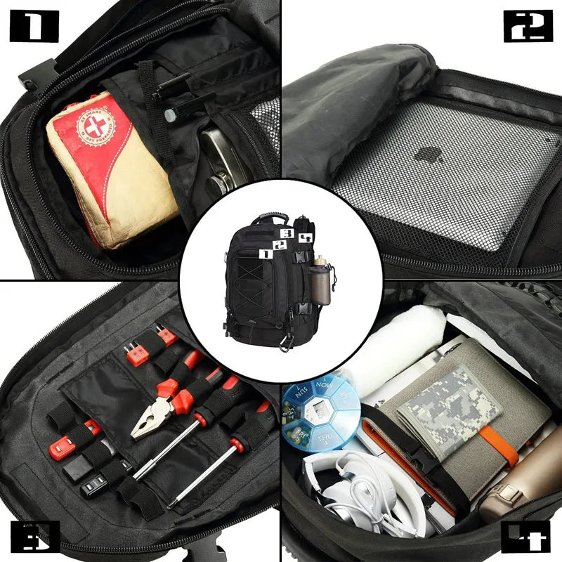 LQARMY Military Tactical Backpack for Hiking Camping and Travel
