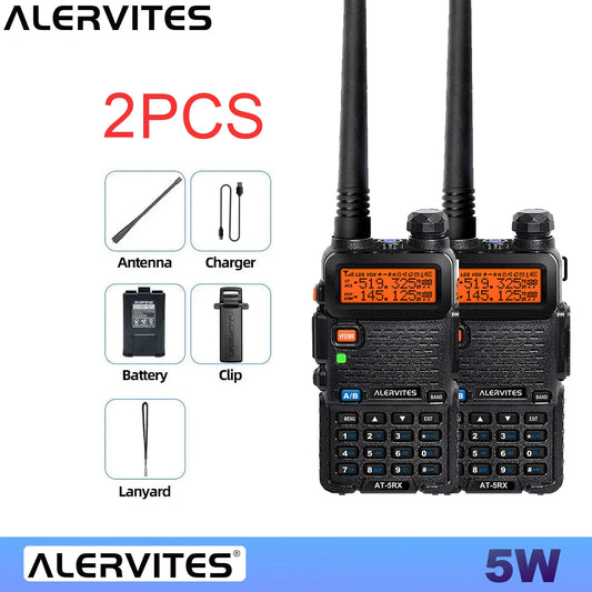 ALERVITES AT-5RX Dual Frequency Portable Two Way Radio Walkie Talkie