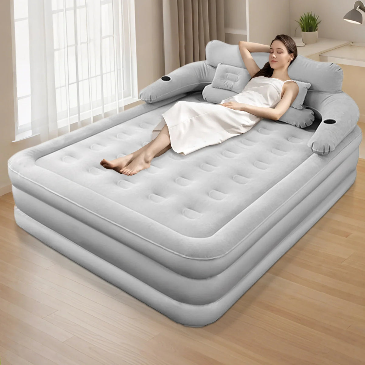 Built In Pump Inflatable Mattress for Camping and Outdoor Use