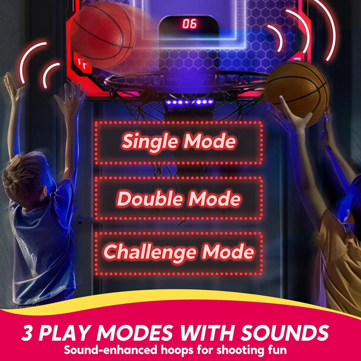 Joyfy Mini Led Basketball Hoop With Scoreboard And Four Balls