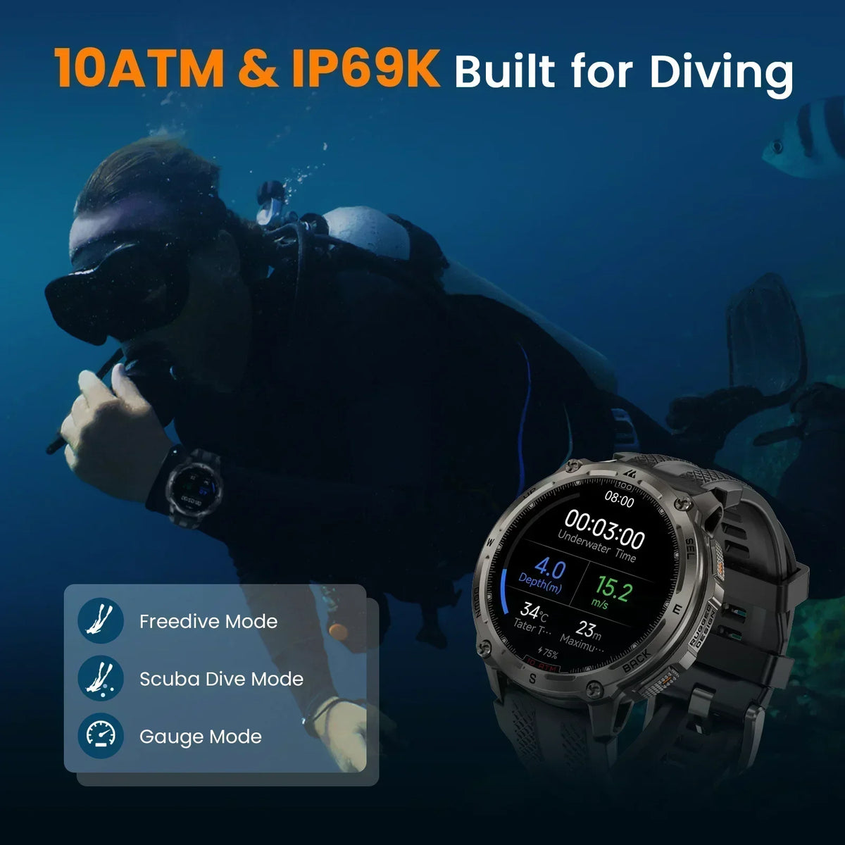 KOSPET Tank T4 GPS Smart Watch With Offline Maps Tracking