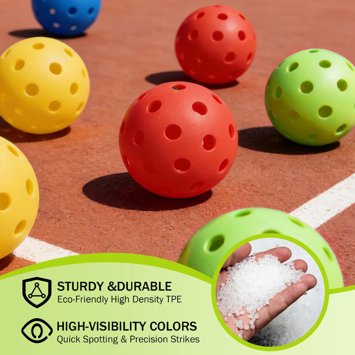 USAPA Standard Outdoor Pickleballs 40-Hole Design For All Weather Play